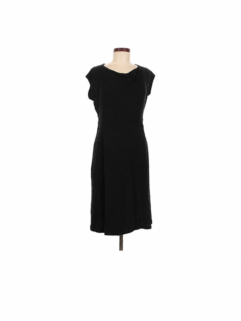 CAbi Black Cap-Sleeve Midi Dress